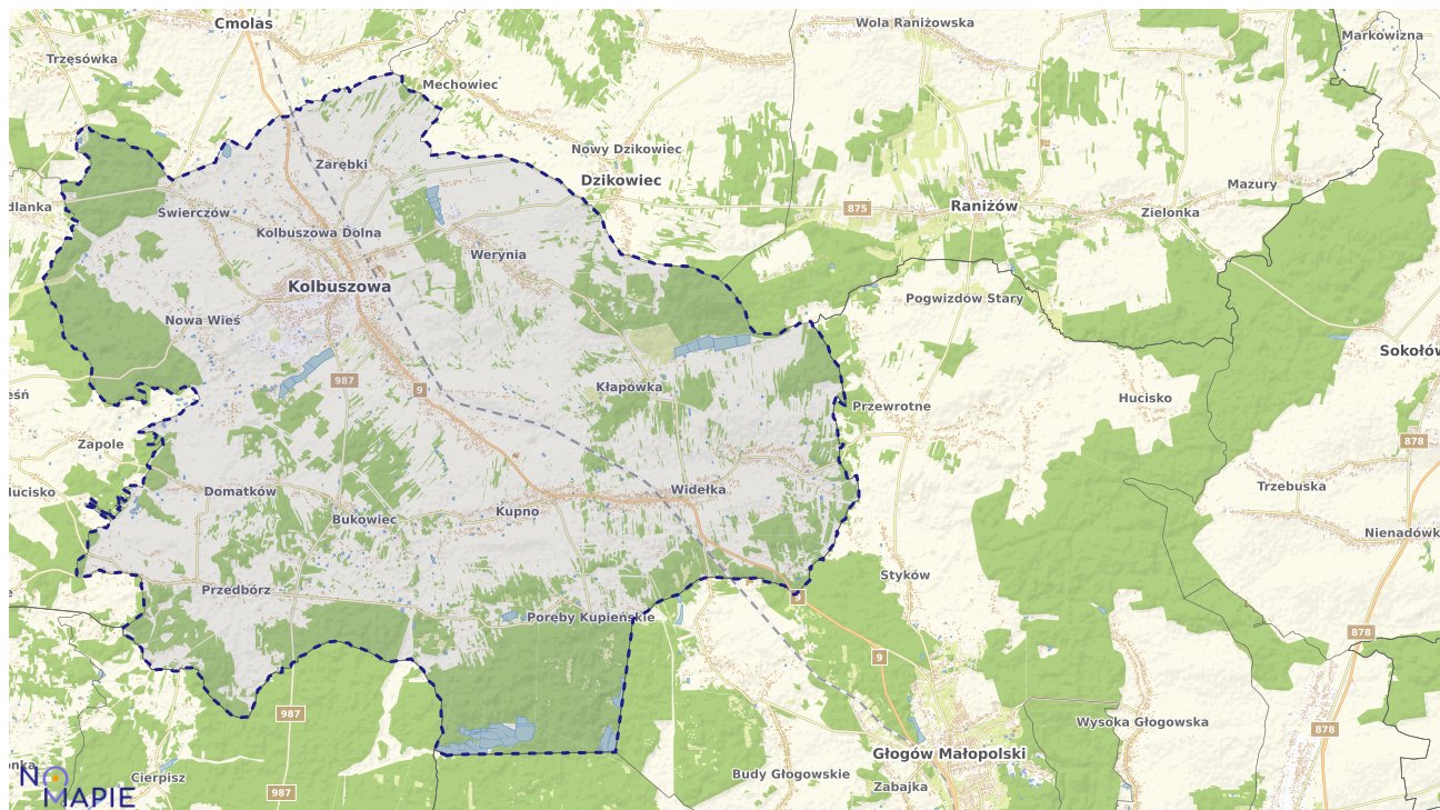 Mapa obszarów ochrony przyrody Kolbuszowej