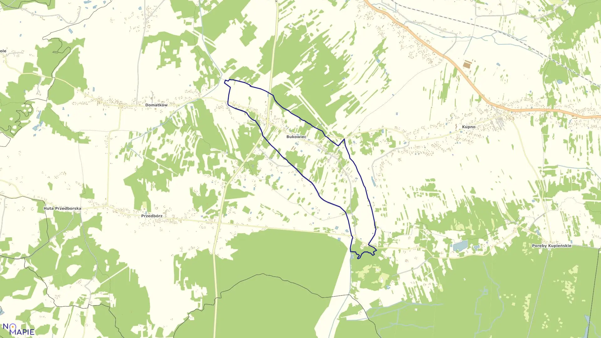 Mapa obrębu Bukowiec w gminie Kolbuszowa