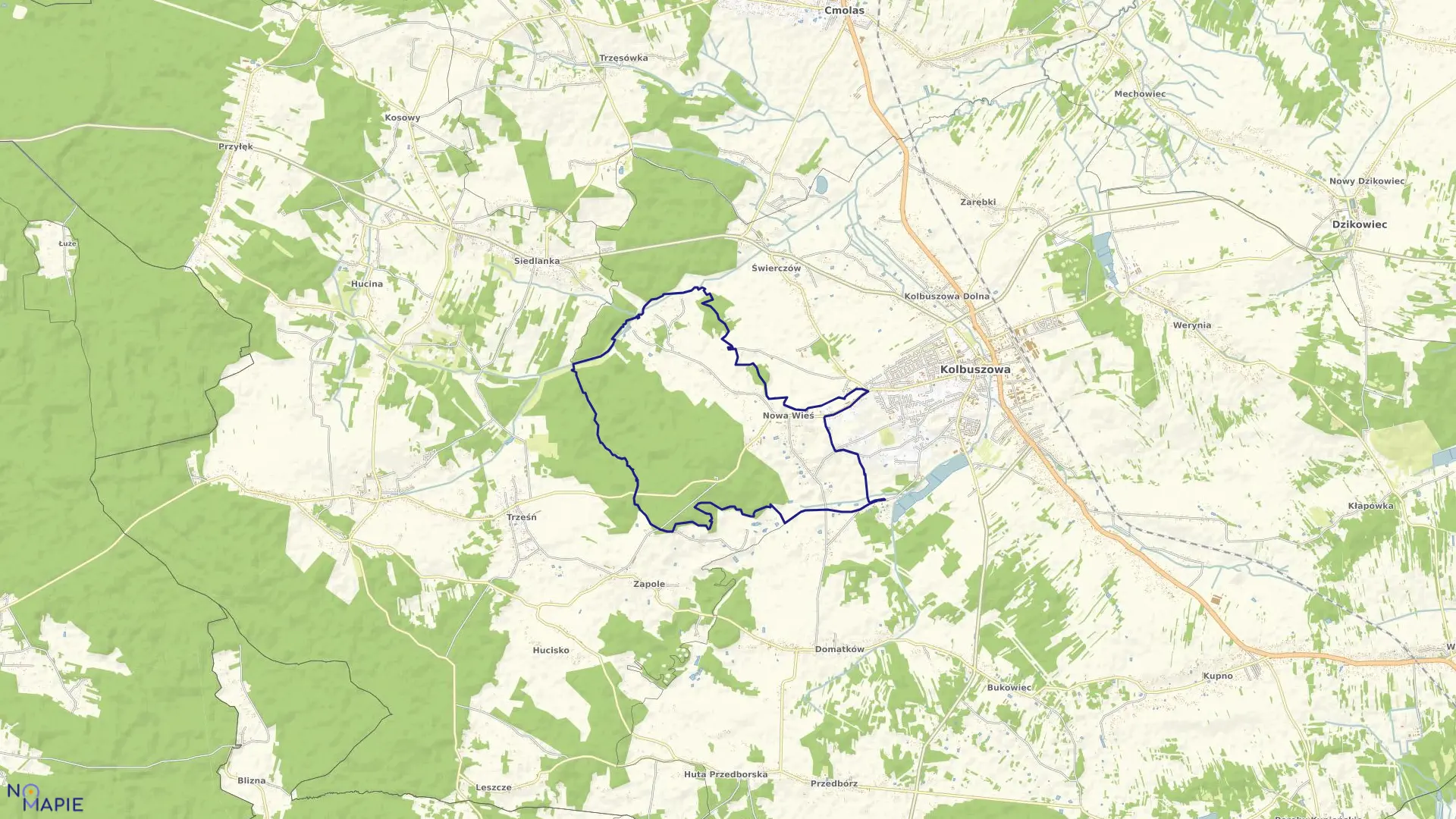 Mapa obrębu Nowa Wieś w gminie Kolbuszowa