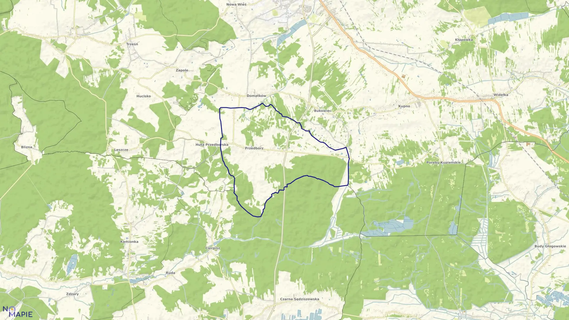 Mapa obrębu Przedbórz w gminie Kolbuszowa